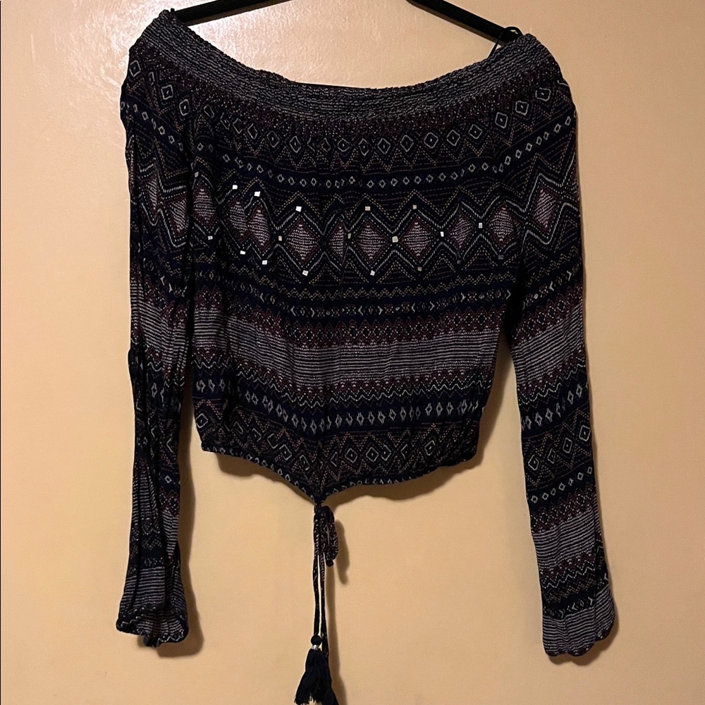 Angie Black and White Patterned Blouse